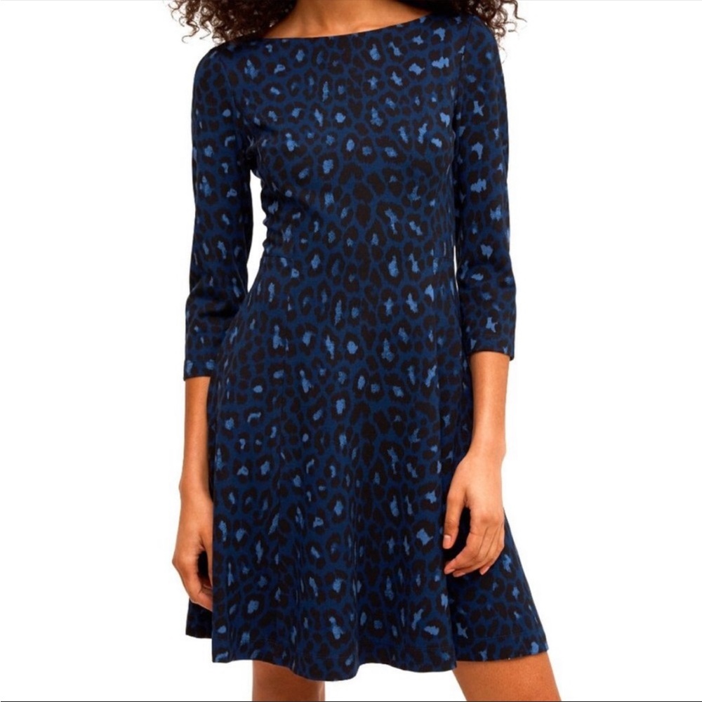 Leopard Print Dress, blue leopard, M